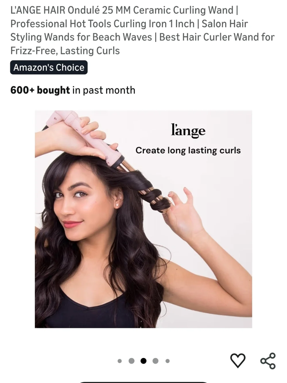 L'ANGE Hair Curling Wand Black